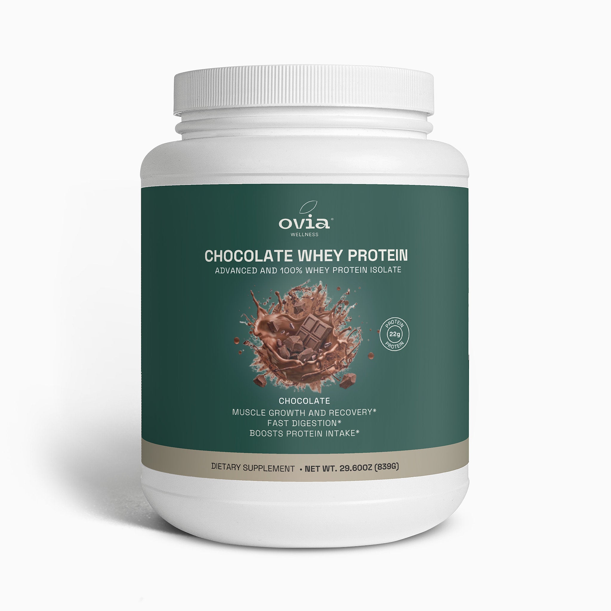 Whey Protein Isolate Chocolate - 100% Pure Whey Protein Powder Isolate (22g Protein)