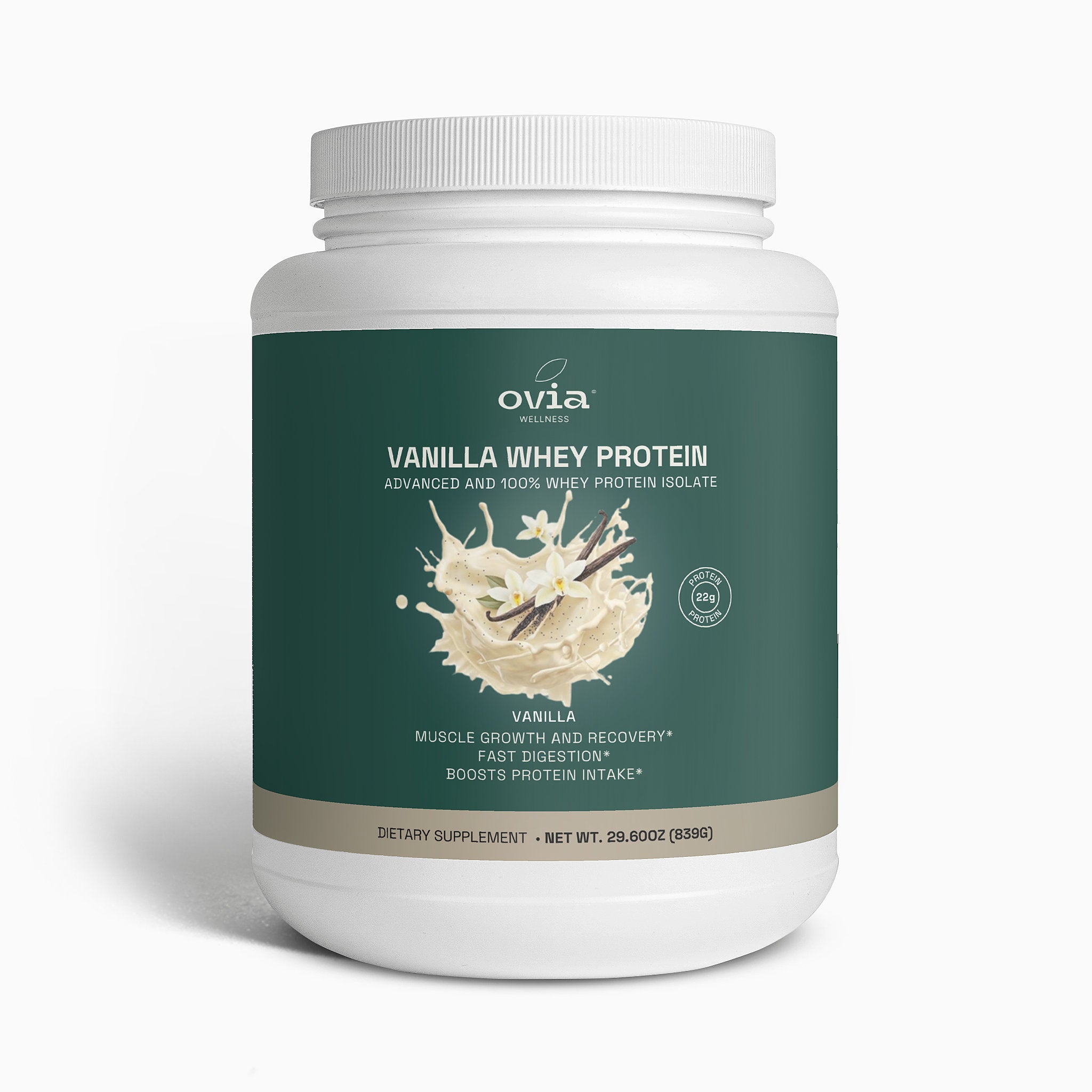 Whey Protein Isolate Vanilla - 100% Pure Whey Protein Powder Isolate (22g Protein)