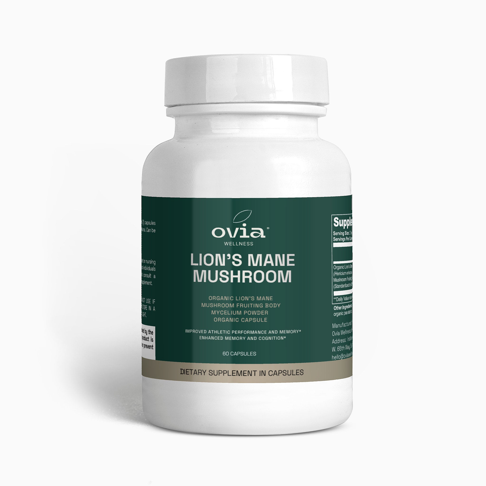 Lion's Mane Mushroom Supplement - Nootropic Brain Health Supplement (60 Vegan Caps)
