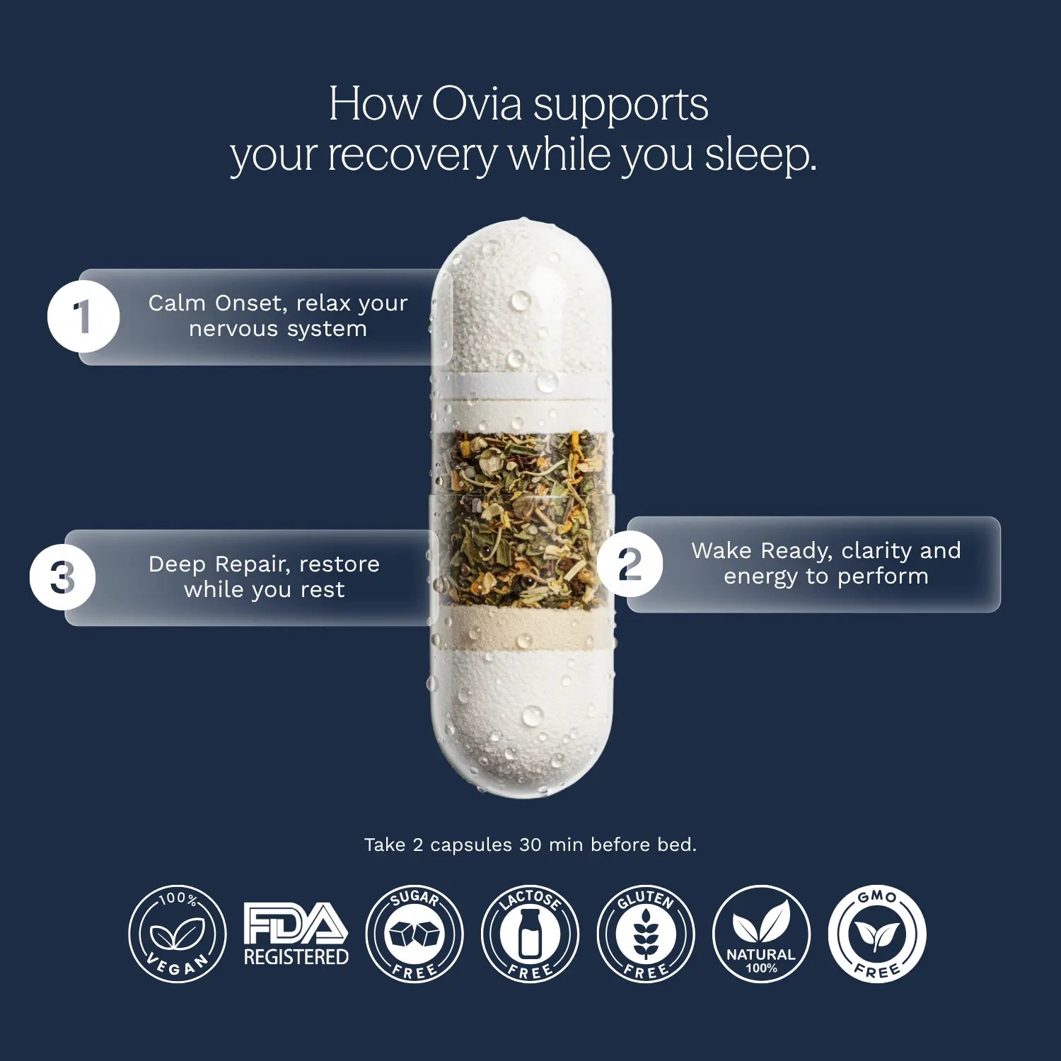 Natural Sleep Aid - Melatonin Supplement with GABA, Ashwagandha & Calming Botanicals (60 Caps)