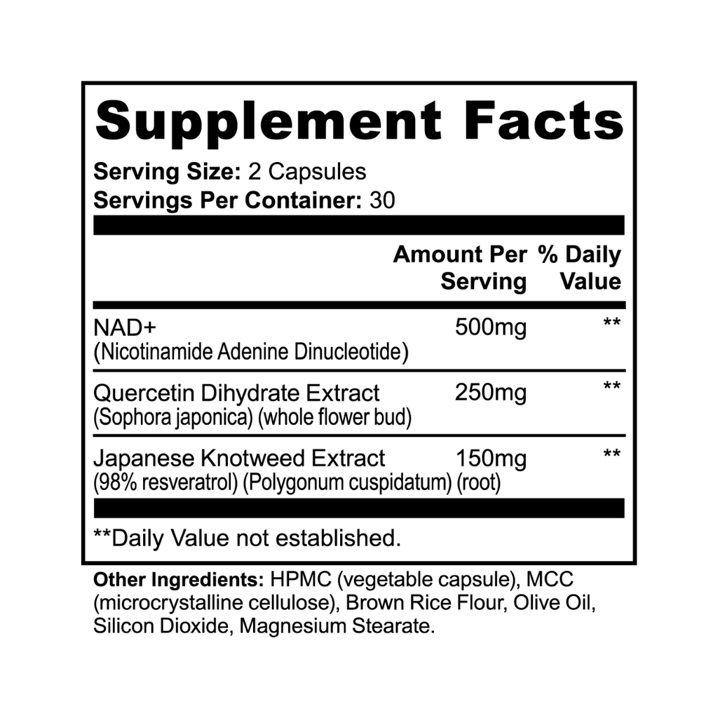 NAD+ Supplement 500mg - Nicotinamide Adenine Dinucleotide Supplement (60 Caps)