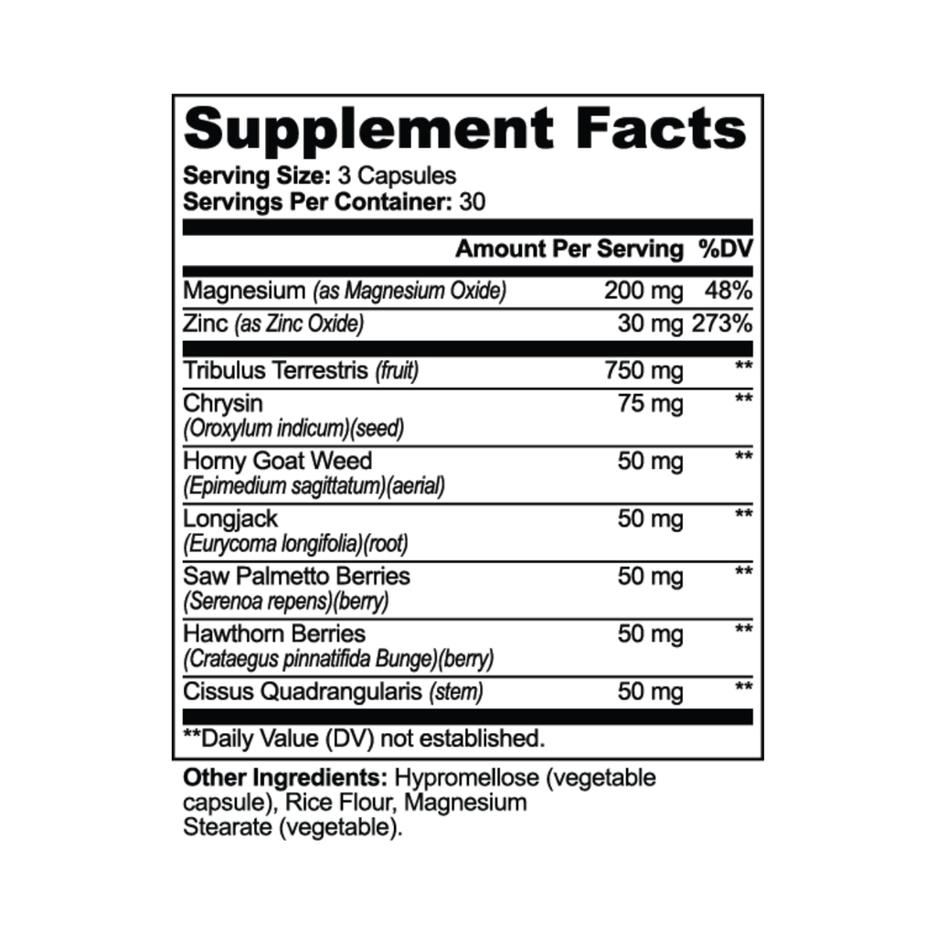 Men's Vitality Supplement - Tribulus, Longjack & Saw Palmetto for Energy & Male Health (90 Caps)