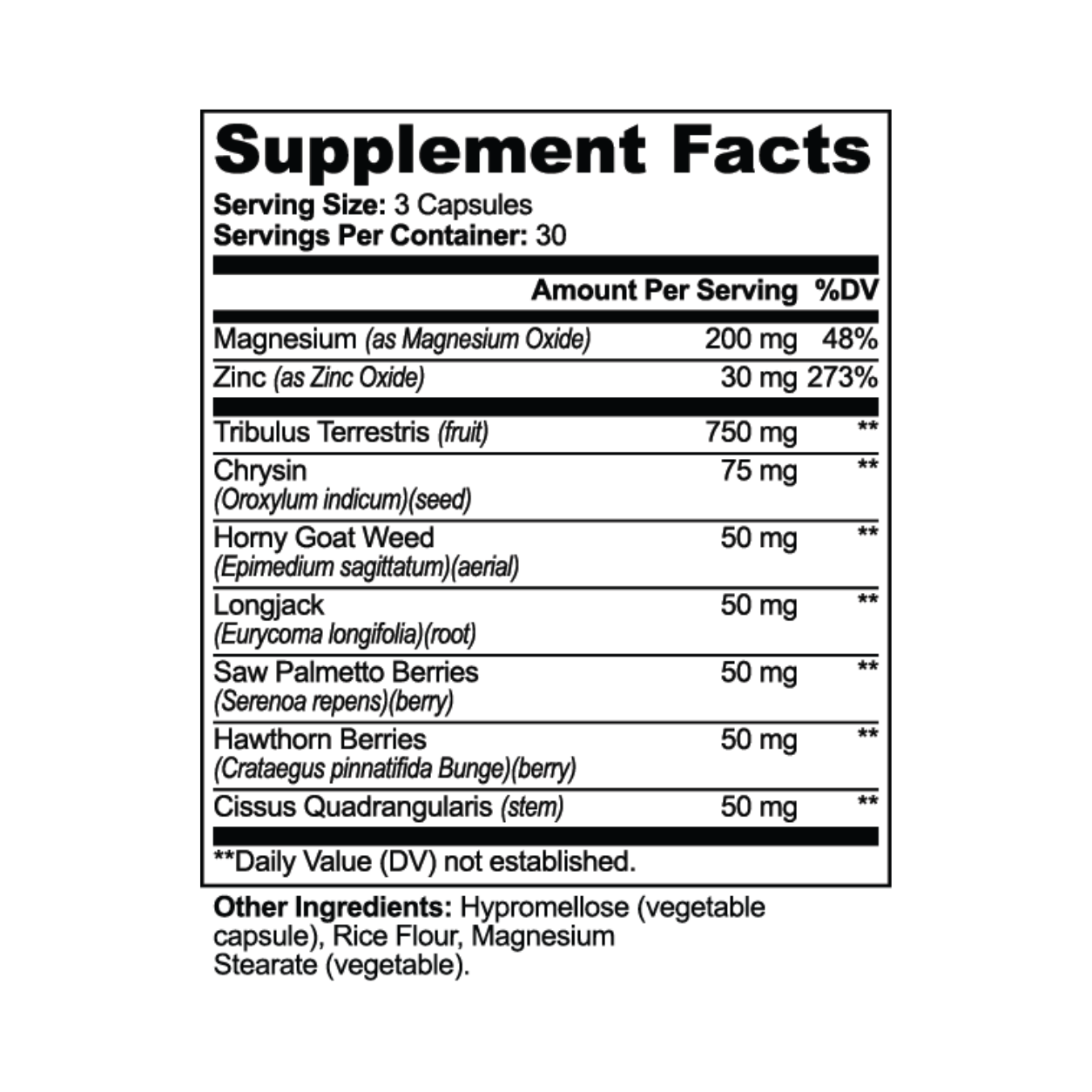 Men's Vitality Supplement - Tribulus, Longjack & Saw Palmetto for Energy & Male Health (90 Caps)