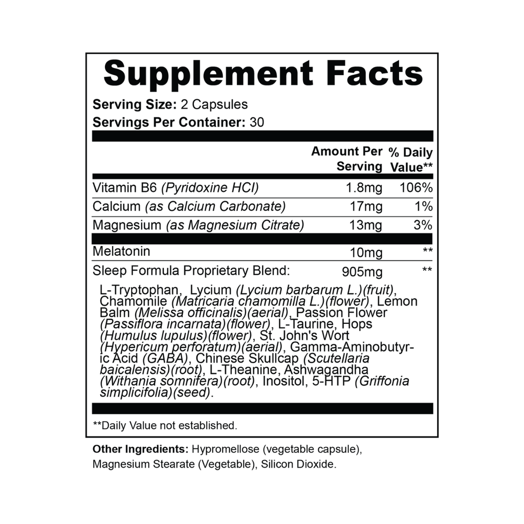 Natural Sleep Aid - Melatonin Supplement with GABA, Ashwagandha & Calming Botanicals (60 Caps)