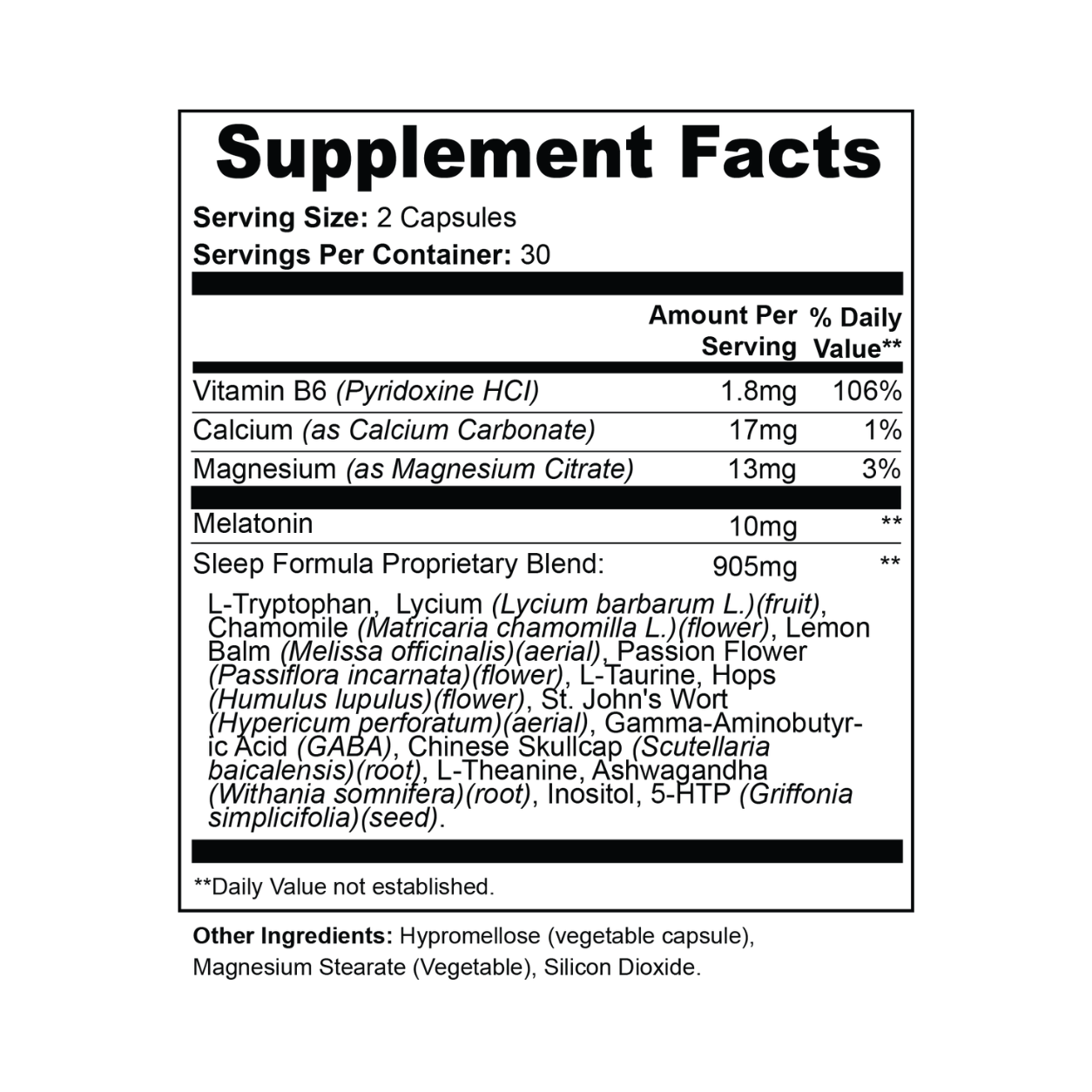 Natural Sleep Aid - Melatonin Supplement with GABA, Ashwagandha & Calming Botanicals (60 Caps)