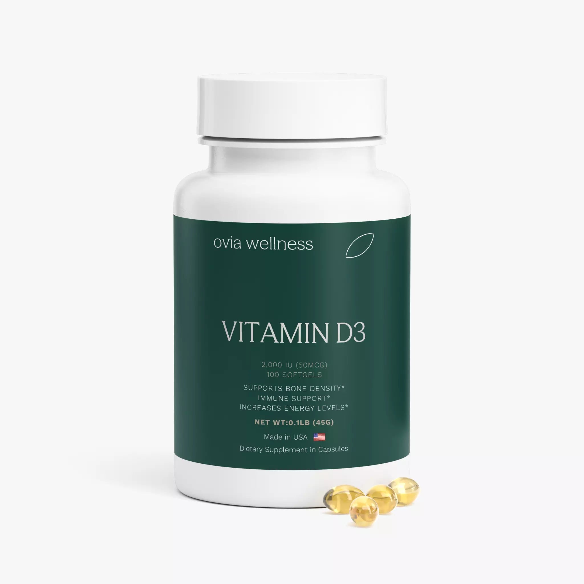 Vitamin D3 2000 IU Softgels - D3 + K2 High Absorption Softgel (100 Count)