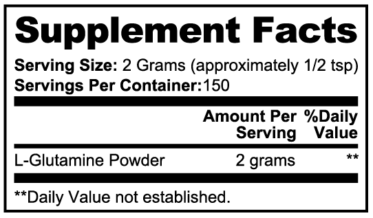 L-Glutamine Powder - Pure Unflavored Glutamine Supplement for Muscle Recovery (300g)
