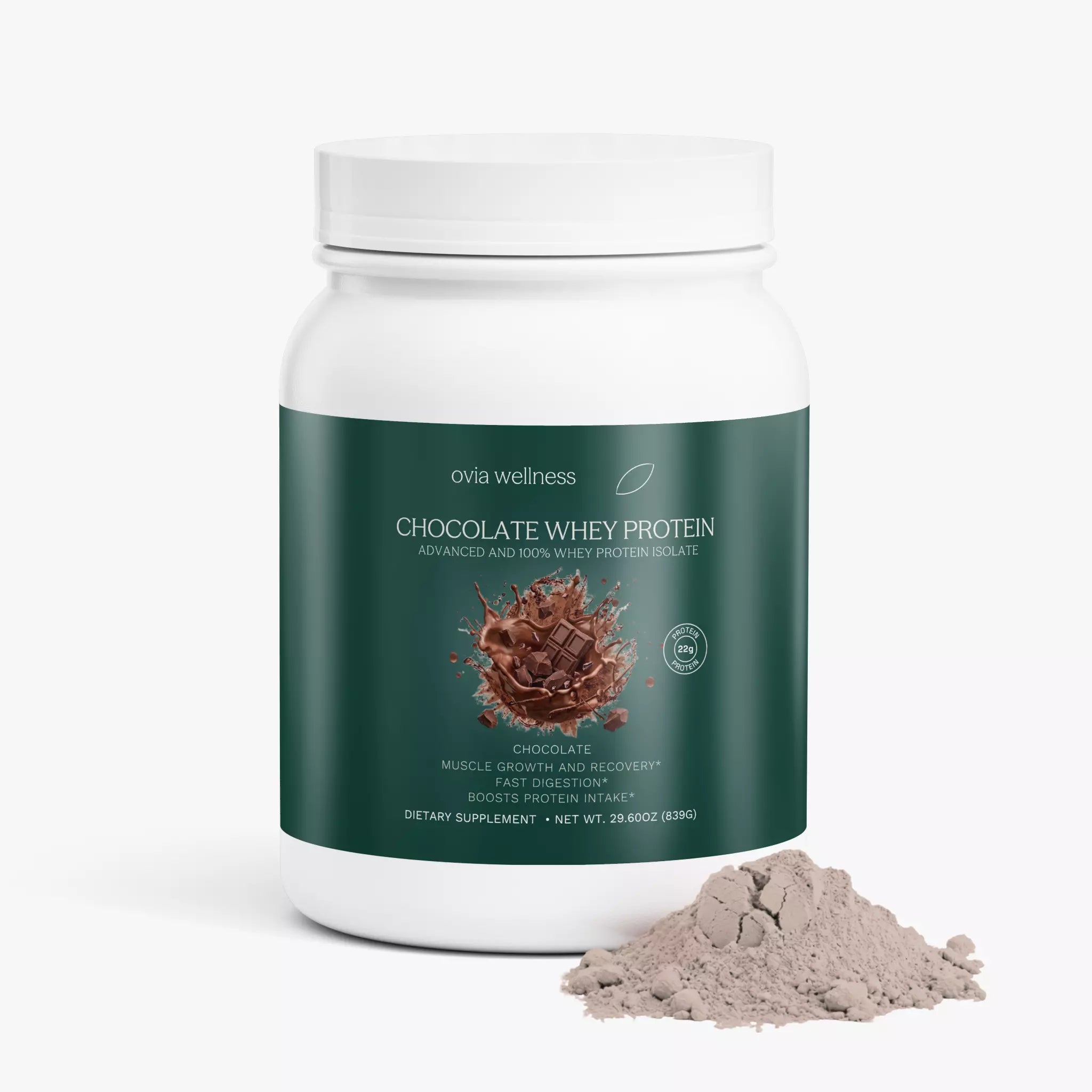 Whey Protein Isolate Chocolate - 100% Pure Whey Protein Powder (22g Protein)